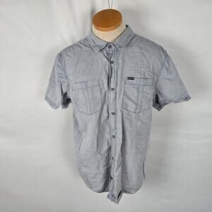 Buffalo David Bitton Shirt Men's L Blue Stripe Short Sleeve Seaton Button Down